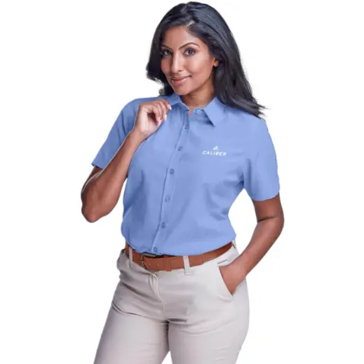 Ladies Short Sleeve Oxford Shirt Model